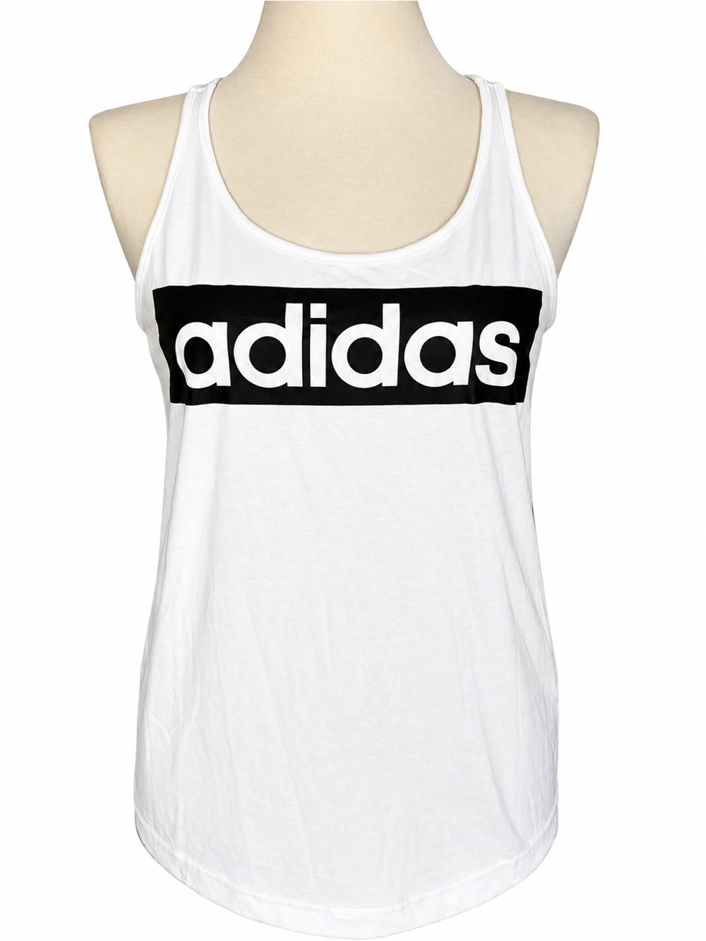 Adidas Climalite White Racerback Tank Top Size Medium Athletic Workout Gym Logo